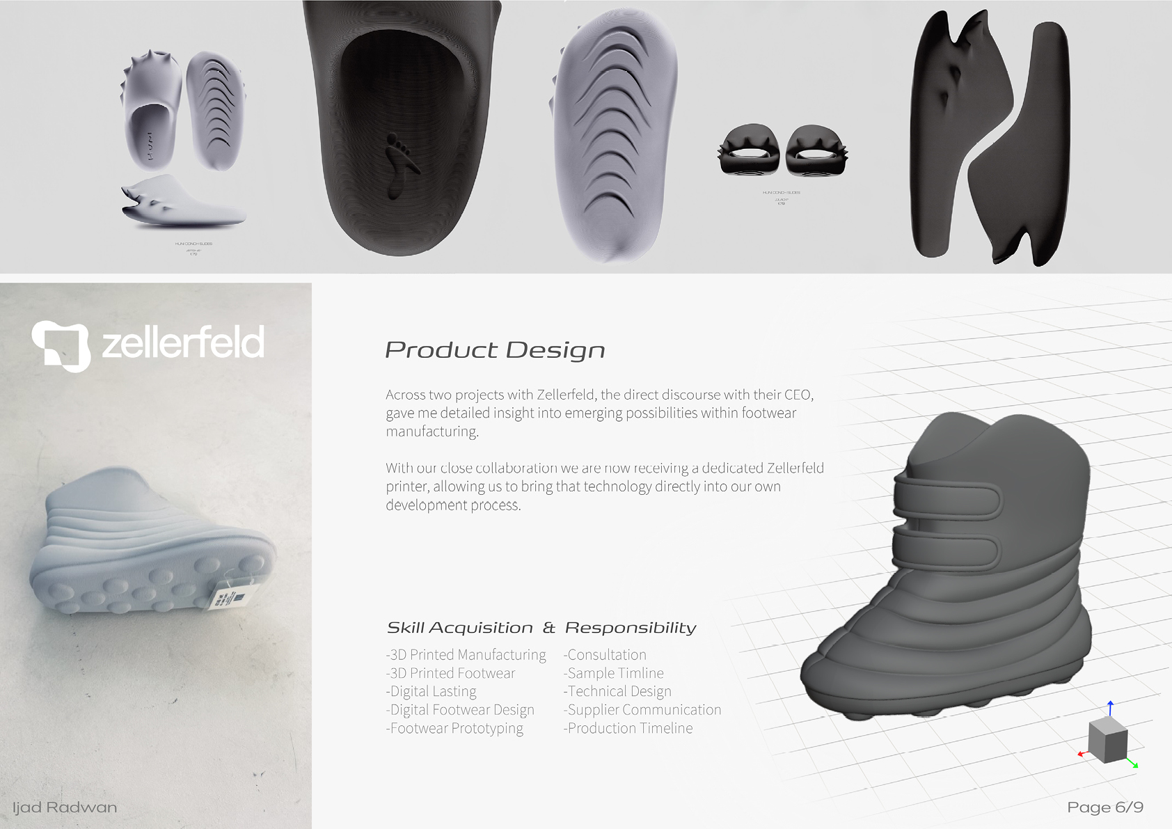 Footwear product-design project developed with Zellerfeld and 3D-printed manufacturing.